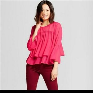 NWT a new day hot pink layered blouse